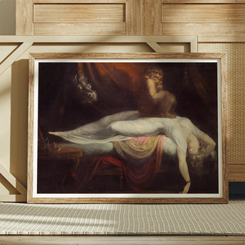 The Nightmare - Johann Heinrich Fussli Art Print / Canvas Darkly Lit Classical Painting Woman White Red Drapery, Blind Ecstasy, Scarlet