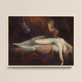 The Nightmare - Johann Heinrich Fussli Art Print / Canvas Framed Classical Painting Woman White Red Drapery Dark, Blind Ecstasy, Scarlet