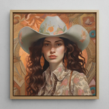 Nina - Femme jüdisches lesbisches Cowgirl Kunstdruck / Leinwand, 12x12’’ / 31x31cm / Naturrahmen, Poster Drucke & visuelle Kunstwerke, Toby Leon