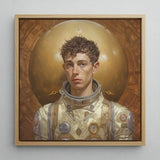 Noah - Handsome Gay Astronaut Art Print / Canvas Framed Painting Young Cream-colored Spacesuit Metallic Accents Aesthetic, Gayest Prints
