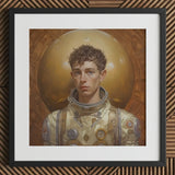 Noah - Handsome Gay Astronaut Art Print / Canvas Gold Suit Intricate Reflective Helmet Aesthetic, Gayest Prints
