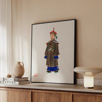 Nobleman - Qing Dynasty Art Print / Canvas Framed Artwork Traditional Chinese Figure Ornate Multi-colored Ceremonial Ming Officialdom,