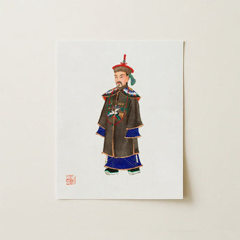 Nobleman - Qing Dynasty Art Print / Canvas Traditional Chinese Official Portrait Printed White Card Intricate Ming Officialdom, Manchu,