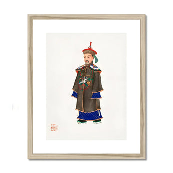 Nobleman - Qing Dynasty Art Print, Traditional Chinese Painting Nobleman Brown Blue Robes Red