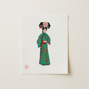Noblewoman - Manchu Fashion Art Print / Canvas, 11x14’’ / 28x36cm / Unframed / no Border, Posters Prints & Visual Artwork, Toby Leon