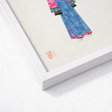 Framed Artwork Traditional Chinese Garment Blue Fabric Adorned Qing Dynasty Manchu, Fashion, Art