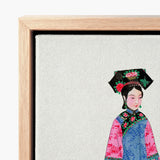 Framed Canvas Print Illustrated Chinese Woman Traditional Attire Qing Dynasty Manchu, Fashion, Art