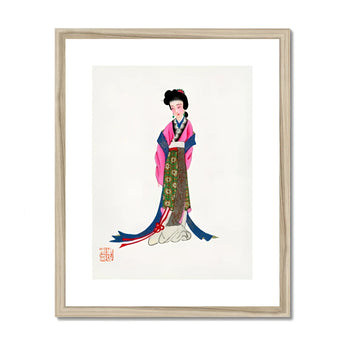 Noblewoman - Manchu Fashion Art Print, Traditional Chinese Artwork Woman Colorful Hanfu Dress Robes