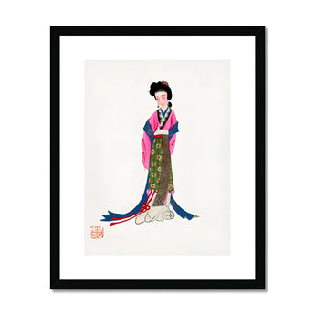 Noblewoman - Manchu Fashion Art Print, Traditional Japanese Artwork Woman Colorful Kimono Design