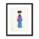 Noblewoman - Manchu Fashion Art Print, Watercolor Illustration Figure Traditional Chinese Dynasty Clothing Blue