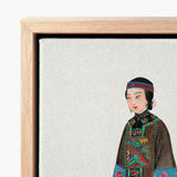 Framed Canvas Print Traditional Chinese Woman Ornate Embroidered Qing Dynasty Manchu, Fashion Art, Ethnic Attire