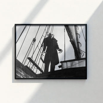 Black-framed Black-and-white Photograph Classic Horror Movie Character Ship’s Nosferatu Steps, Coat Bristling, Small Buttons