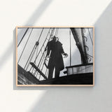 Black-and-white Framed Poster Classic Horror Movie Character Ship’s Nosferatu Steps, Coat Bristling, Small Buttons