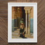 Nubian Guard - Ludwig Deutsch Orientalism Art Print / Canvas Framed Artwork Historical Scene Ornate Architectural Vibrant Turquoise, Prints
