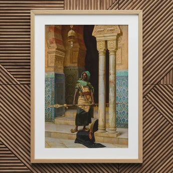Nubian Guard - Ludwig Deutsch Orientalism Art Print / Canvas Framed Man Traditional Attire Ornate Columns, Prints