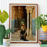 Nubian Guard - Ludwig Deutsch Orientalism Art Print / Canvas Framed Orientalist Painting Figure Traditional Middle Eastern Dress, Prints