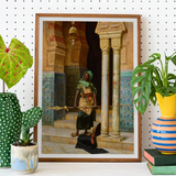 Nubian Guard - Ludwig Deutsch Orientalism Art Print / Canvas Framed Orientalist Painting Figure Traditional Middle Eastern Dress Ludwig