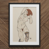 Nu en bas noirs - Tirage d’art Egon Schiele / Toile, 20x30’’ / 51x76cm / Cadre / Passe-partout, affiches, tirages et œuvres d’art visuel, Toby Leon