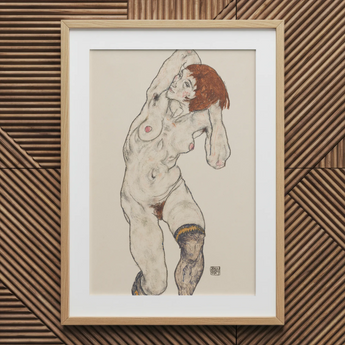 Nu en bas noirs - Tirage d’art Egon Schiele / Toile, 20x30’’ / 51x76cm / Cadre naturel / Passe-partout, affiches, tirages et œuvres d’art visuel,