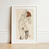Nude in Black Stockings - Egon Schiele Art Print / Canvas, Egon Schiele’s Nude, Black Stockings Art, Schiele Art Print
