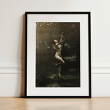 Nude Dancer with Aulos - Arnold Genthe Art Print / Canvas, 12x18’’ / 31x46cm / Black Frame / Matboard, Posters Prints & Visual Artwork,