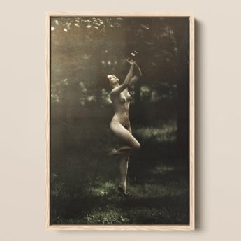 Nude Dancer with Aulos - Arnold Genthe Art Print / Canvas, 12x18’’ / 31x46cm / Natural Frame, Posters Prints & Visual Artwork, Toby Leon