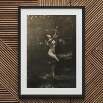 Nude Dancer with Aulos - Arnold Genthe Art Print / Canvas, Nude Dancer, Arnold Genthe’s Nude, Genthe’s Nude Dancer, Left Knee Folds, Arnold