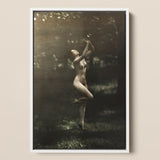 Nude Dancer with Aulos - Arnold Genthe Art Print / Canvas Framed Black-and-white Photograph Woman Outdoor Captured Soft, Genthe’s, Left