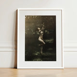 Nude Dancer with Aulos - Arnold Genthe Art Print / Canvas Framed Black-and-white Photograph Woman Outdoor Enclosed Simple, Genthe’s, Left