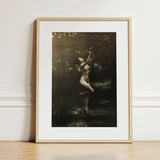Nude Dancer with Aulos - Arnold Genthe Art Print / Canvas Minimalist Wooden-framed Black-and-white Photographic Woman Outdoor, Genthe’s,