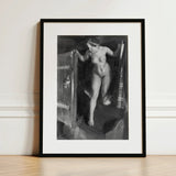 Nude Girl in Doorway - Anders Zorn Art Print / Canvas Black-framed Artwork Monochrome Painting Figure Open Door, Paints, Hometown’s Bathing