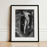 Nude Girl in Doorway - Anders Zorn Art Print / Canvas Black-framed Artwork Monochrome Painting Nude Figure Open Door Anders Zorn, Zorn