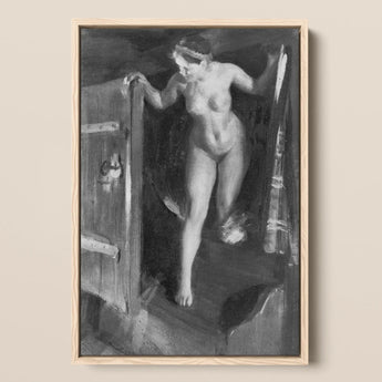 Nude Girl in Doorway - Anders Zorn Art Print / Canvas Black-and-white Framed Painting Nude Woman Classical Style Housed Anders Zorn, Zorn