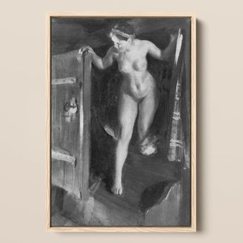 Nude Girl in Doorway - Anders Zorn Art Print / Canvas, Anders Zorn, Anders Zorn Paints, Hometown’s Bathing Ritual, Dalecarlian Bather