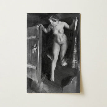 Nude Girl in Doorway - Anders Zorn Art Print / Canvas, Anders Zorn, Anders Zorn Paints, Hometown’s Bathing Ritual, Dalecarlian Bather