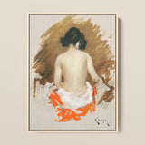 Nude Japanese Woman - William Merritt Chase Art Print / Canvas, 12x16’’ / 31x41cm / Natural Frame, Posters Prints & Visual Artwork, Toby