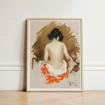 Nude Japanese Woman - William Merritt Chase Art Print / Canvas Framed Painting Seated Viewer Orange Garment, Chase’s Bold Exploration,