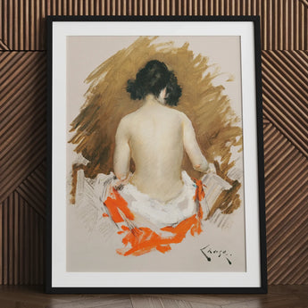 Nude Japanese Woman - William Merritt Chase Art Print / Canvas Black-framed Stylized Painting Orange White, Chase’s Bold Exploration, Prints