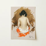 Nude Japanese Woman - William Merritt Chase Art Print / Canvas Rectangular Dark Hair Seated Profile, Chase’s Bold Exploration, Prints
