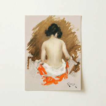 Nude Japanese Woman - William Merritt Chase Art Print / Canvas Rectangular Dark Hair Seated Profile, Chase’s Bold Exploration, Prints