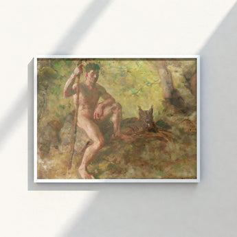 Framed Oil Painting Nude Male Figure Seated Wooded Julius Paulsen Fine, Paulsen’s Oils Burn, Feral Daylight