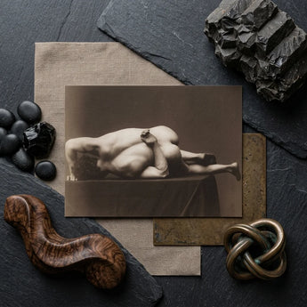 Nude Man from the Back - Hermann Heid Art Print / Canvas Sepia-toned Photograph Male Figure Draped Surface Framed, Heid’s Studio, Form