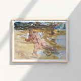 Watercolor Painting Nude Figure Shallow Water Framed Light John Singer Sargent, Sucker Punch, Art