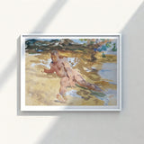 Watercolor Painting White Frame Depicts Nude Figure Sandy John Singer Sargent, Sucker Punch, Art
