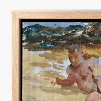 Watercolor Painting Child Beach Framed Light Wood John Singer Sargent, Sucker Punch, Nude Art