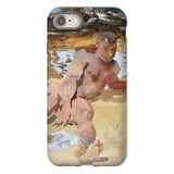 Nude Man on Beach - John Singer Sargent Phone Case Iphone 8 / Matte Iphone Case Watercolor Painting Nude Figure Motion John Singer,