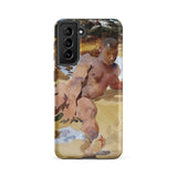Nude Man on Beach - John Singer Sargent Phone Case Samsung Galaxy S21 Fe / Matte Phone Case Watercolor Painting Nude Figure Earthy Tones