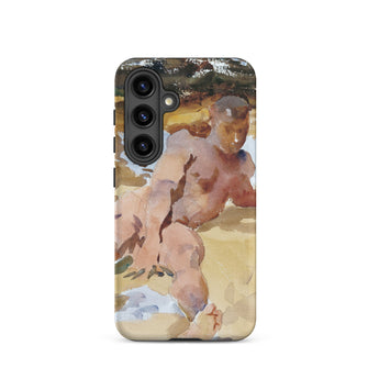 Nude Man on Beach - John Singer Sargent Phone Case Samsung Galaxy S24 / Matte Phone Case Watercolor Painting Nude Figure Earthy Tones John