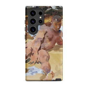 Nude Man on Beach - John Singer Sargent Phone Case Samsung Galaxy S24 Ultra / Matte Phone Case Watercolor Painting Nude Figures Earthy