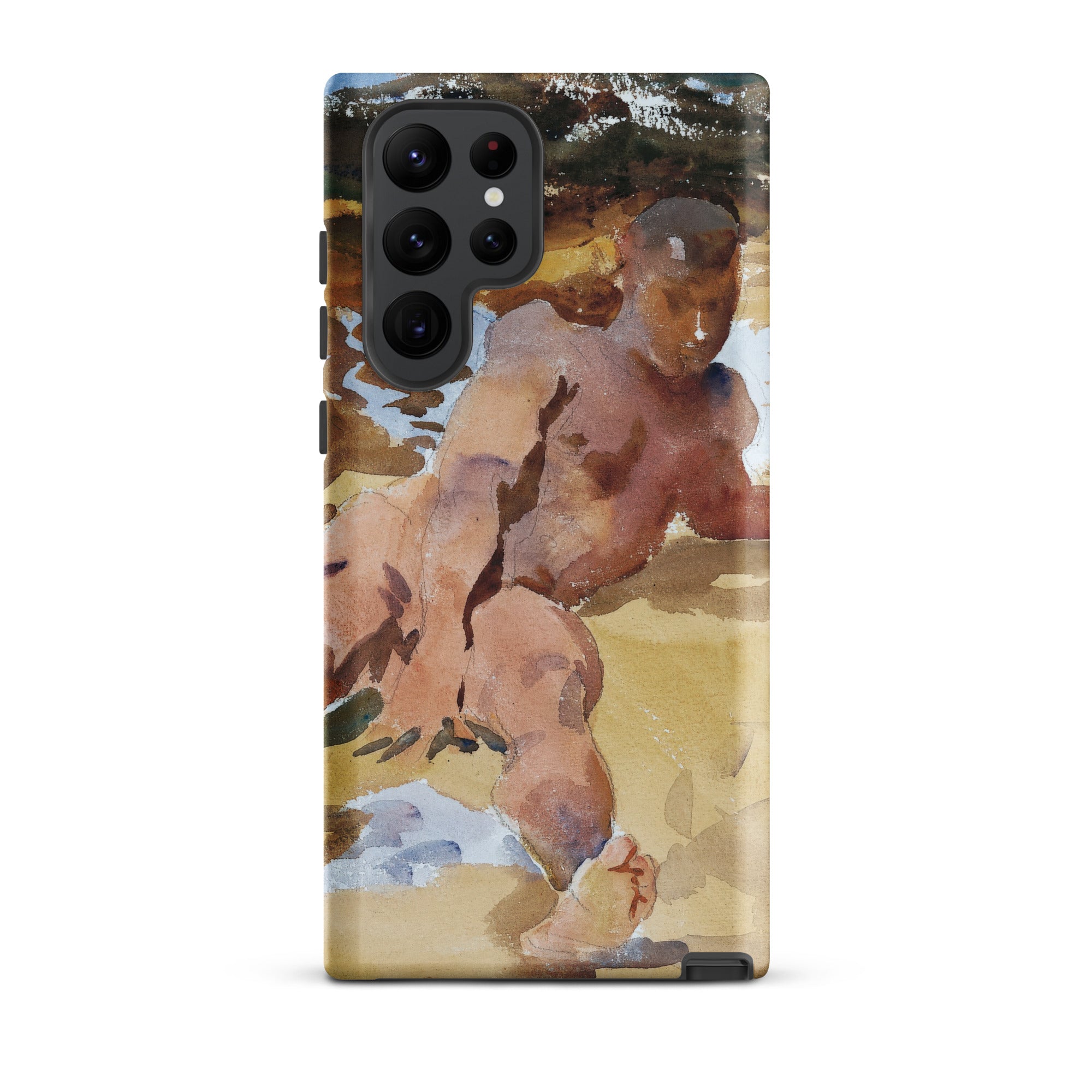 Nude Man on Beach John Singer Sargent Samsung Case, Galaxy S22 Ultra / Matte, Smartphone Case Watercolor Painting Man Beach